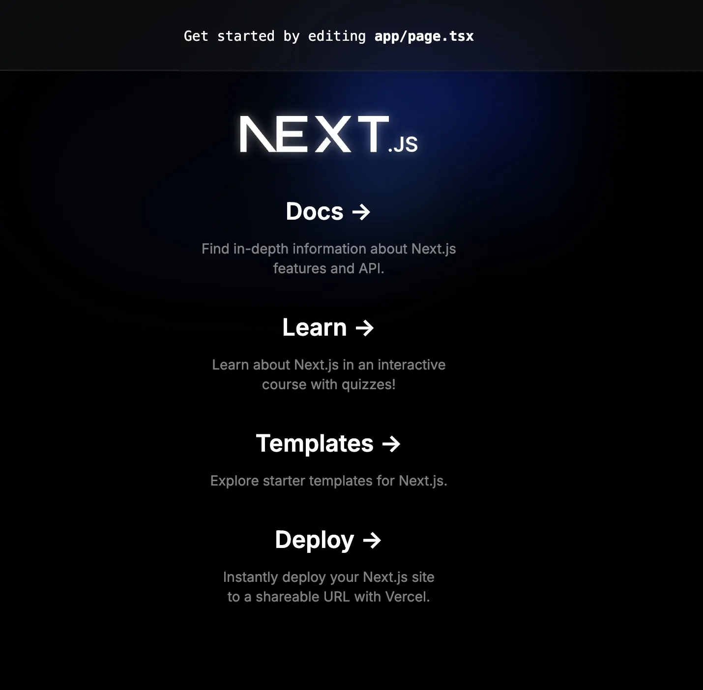 Next.js welcome page